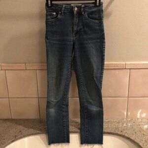 Acne Studios Needle Raw Reform high rise ankle cropped distressed hem denim jean
